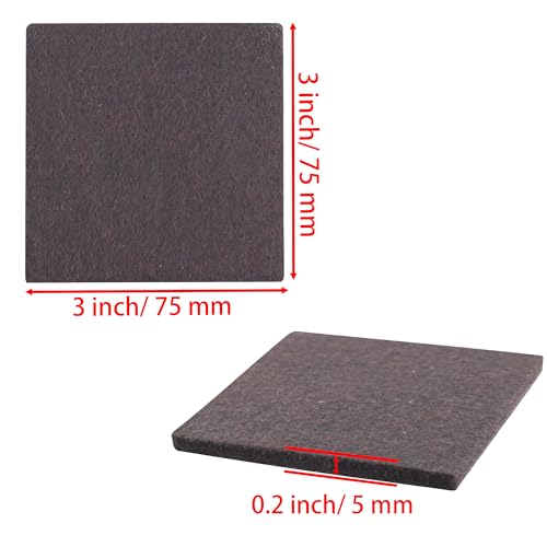 3inch Square Felt Furniture Pads, 16Pcs Self Adhesive Cuttable Felt Furniture Leg Pads Floor Protectors Furniture Sliders for Hardwoods Floors, Brown - size: 3x3inch