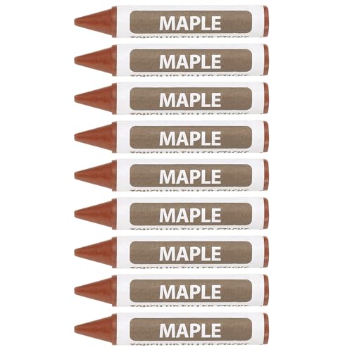 PATIKIL Furniture Markers Touch Up, 9Pcs Wax Wood Filler Sticks Furniture Repair Crayons for Scratches Wood Floor Holes Tables, Maple - color: Light Brown