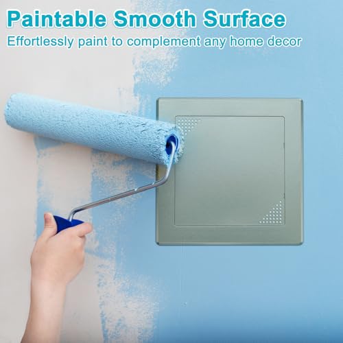 M METERXITY 1-Pack Access Panel for Drywall, 6x6 Inch Plastic Self Adhesive Wall Hole Cover Access Doors for Wiring Cable/Ceiling, Removable Plumbing Wall Panel [Gold Tone, Vented Square] - color: Gold Tone