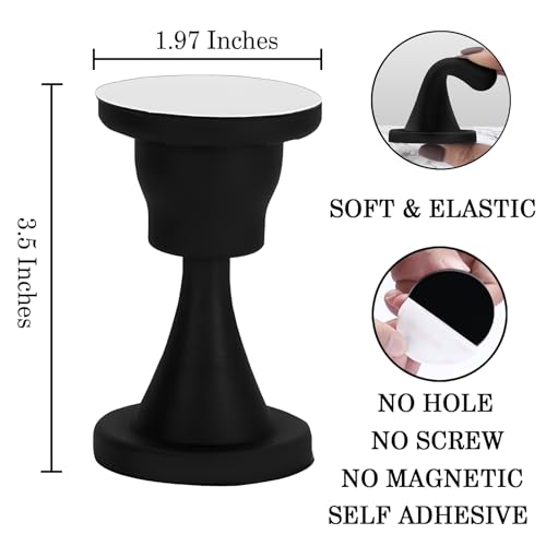 Rubber Door Stopper Self Adhesive,No Magnetic Door Stop,Wall Protector Door Holder,No Need to Drill Door Catch (2, Black)