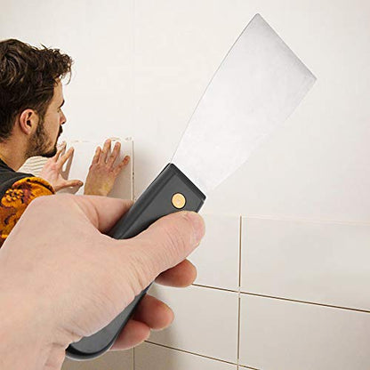 Stainless Steel Putty Knife Set, Ergonomic Non Slip Handle, Heat Treated Blade, s Scraper for Drywall Repair, Wallpaper Removal, Paint Scraping