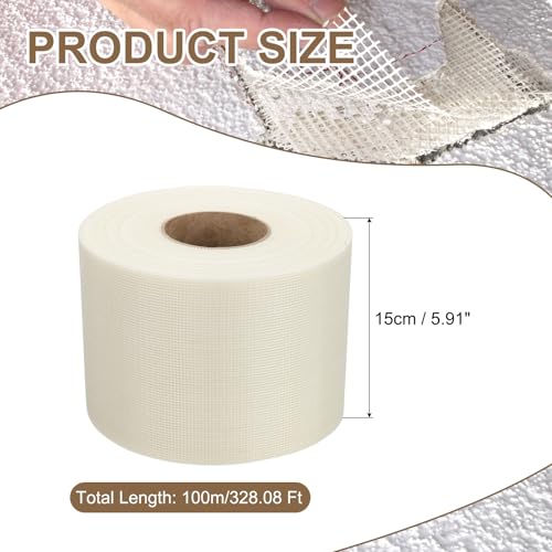PATIKIL Drywall Repair Mesh Tape, 6 inch x 328 ft Fiberglass Repair Patch Self-Adhesive Dry Wall Joint Tape 12 Mesh Wall Hole Crack and Seam Patch, White - size: 6 inch x 328 Feet