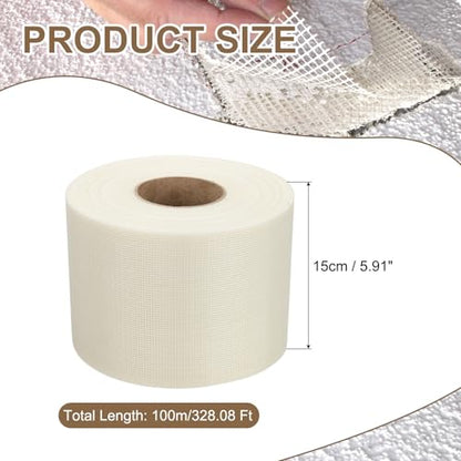 PATIKIL Drywall Repair Mesh Tape, 6 inch x 328 ft Fiberglass Repair Patch Self-Adhesive Dry Wall Joint Tape 12 Mesh Wall Hole Crack and Seam Patch, White - size: 6 inch x 328 Feet