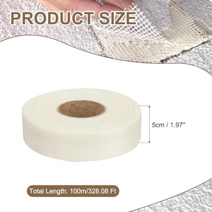 PATIKIL Drywall Repair Mesh Tape, 2 inch x 328 ft Fiberglass Repair Patch Self-Adhesive Dry Wall Joint Tape 12 Mesh Wall Hole Crack and Seam Patch, White - size: 2 inch x 328 Feet