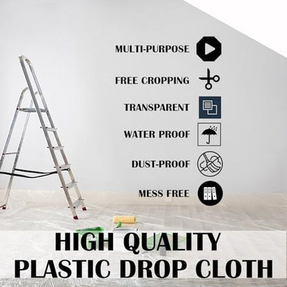 10 Piece Painter Plastic Drop Cloths Sheet,Waterproof Anti-dust Cover,9x12 Feet Disposable Tarp for Painting for Couch/Furniture Cover - size: 10