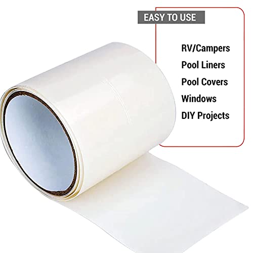 CANOPUS Waterproof Patch and Seal Tape, 4" x 5' White, Roof & Gutter Rubber Repair Tape, Fix Leaks on Hoses, Pipes, Gutters, Roofs, Boats, Pool Liners, Seal Coaxial Antenna and Electrical Cables - color: White