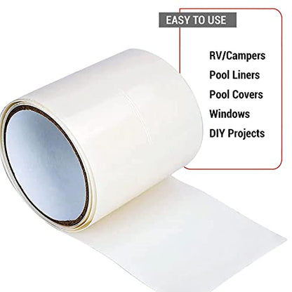 CANOPUS Waterproof Patch and Seal Tape, 4" x 5' White, Roof & Gutter Rubber Repair Tape, Fix Leaks on Hoses, Pipes, Gutters, Roofs, Boats, Pool Liners, Seal Coaxial Antenna and Electrical Cables - color: White