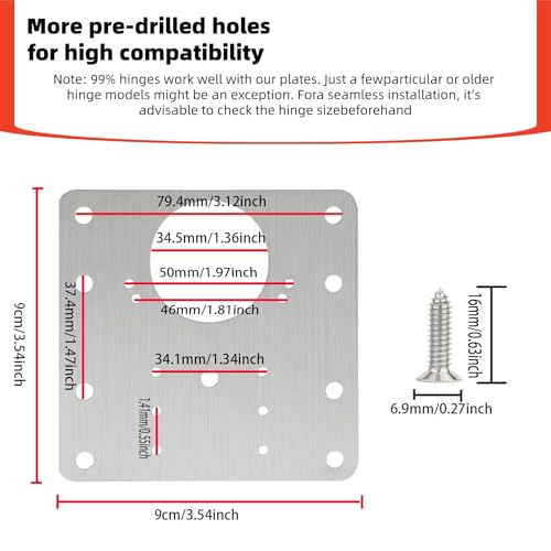 8PCSKitchen Cabinet Door Repair Platekit:UKFMLNLStainless Steel Hinges Fixion Plate,Suitable for Repairing and Securing Loose and Sagging Cabinet Doors at Home
