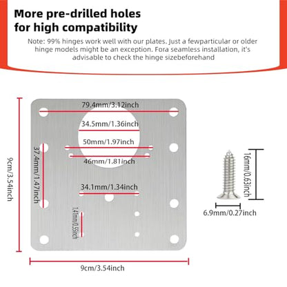 8PCSKitchen Cabinet Door Repair Platekit:UKFMLNLStainless Steel Hinges Fixion Plate,Suitable for Repairing and Securing Loose and Sagging Cabinet Doors at Home