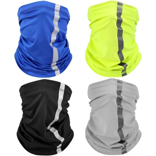 SATINIOR 4 Pcs Neck Gaiter Face Mask for Men Reflective Face Cover Scarf Summer UV Sun Protection Balaclava Bandana for Work - color: Fresh Colors
