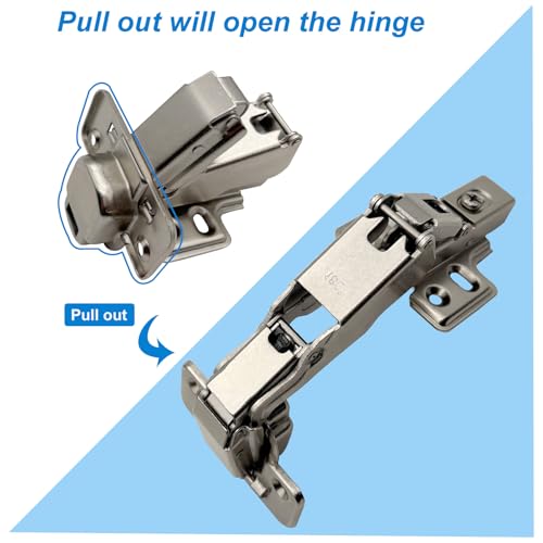 2 Pack 180 Degree Frameless Full Overlay Cabinet Doors Hinges,Clip ON Plate, Concealed Hydraulic Adjustable Mounting, Soft Closing Nickel-Plated Steel Buffer Dampers, 180 Degree Hinge - color: 180°-2pcs