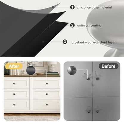 POZEAN Cabinet Knobs Brushed Nickel 3 Pack Cabinet Handles Drawer Knobs Solid Knobs Black with Screws for Dresser Drawer Cabinet Cupboard - Modern Kitchen, Bedroom and Bathroom Hardware,Black - color: Black, size: 3 Pack