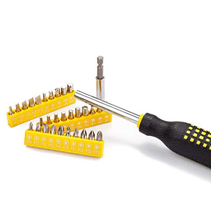 CARTMAN 218-Piece Tool Set General Household Hand Tool Kit with Plastic Toolbox Storage Case Yellow - style: 218 PC