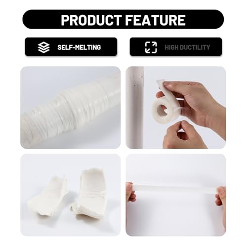 Self Fusing Silicone Tape 2 Rolls 1 in x 10' White Waterproof Rescue Tape Rubber Leak Silicone Self-amalgamating Tape for Plumbing, Sealing Pipes, Hose Repair, Outdoor Coax and Tool Fixation - color: White