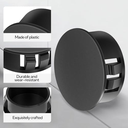 50PCS 1" Plastic Plugs Hole, Cabinet Hole Decorative Covers, Black Plastic Plugs for Round Furniture Holes