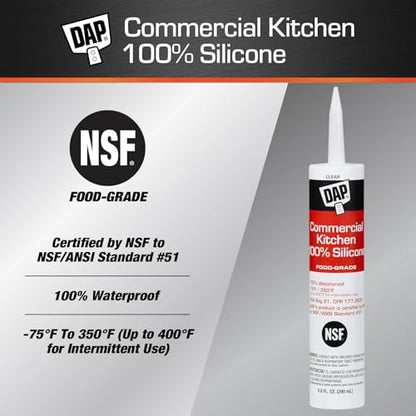 DAP Commercial Kitchen 100% Silicone Sealant, Clear, 9.8 Oz (7079808658)