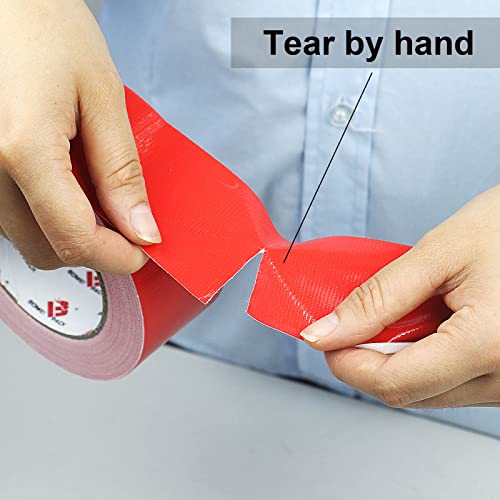 BOMEI PACK 3 Pack Duct Tape Red,2 Inch x 30 Yards,9 Mil Thick Heavy Duty Strong Tape Duct,Waterproof,No Residue,Flexible,Tear by Hand,Industrial Grade for Repairing,Fxing and Packaging (Red) - color: Red