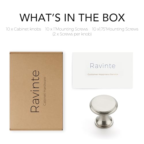 Ravinte 10 Pack Brushed Nickel Kitchen Cabinet Knobs, Solid Silver Pulls Zinc Handles Simple Drawer Cabinet Hardware for Cupboard Drawer Knobs - color: Brushed Nickel