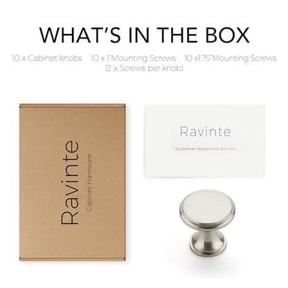 Ravinte 10 Pack Brushed Nickel Kitchen Cabinet Knobs, Solid Silver Pulls Zinc Handles Simple Drawer Cabinet Hardware for Cupboard Drawer Knobs - color: Brushed Nickel