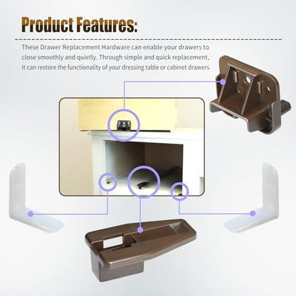 11 Set R 7321 Track Guide and Glides Replacement,Drawer track guide kit Compatible with Kenlin Rite Trak 1 system, Drawer Hardware to repair Furniture for Dressers, Hutches & Nightstand Drawer Systems