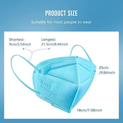 WWDOLL KN95 Face Mask 50 Pack, 5-Layers Breathable KN95 Masks, Blue - color: Blue