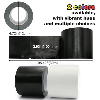 Heavy Duty Duct Tape 4 Inch X 33 Yards, 8.5 Mil Thickness, Multi Purpose White Duct Tape, No Residue, Waterproof and Tear by Hand - for Repairs, Industrial, Professional Use - color: White, size: 4 inch X 33 Yards