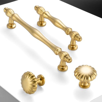 10 Pack 3-3/4 Inch Brushed Gold Cabinet Pulls Gold Cabinet Handles Gold Hardware for Kitchen Cabinets 2510 Drawer Dresser Cupboard Bedroom Bathroom - color: Brushed Gold, size: 3-3/4 In Hole Distance