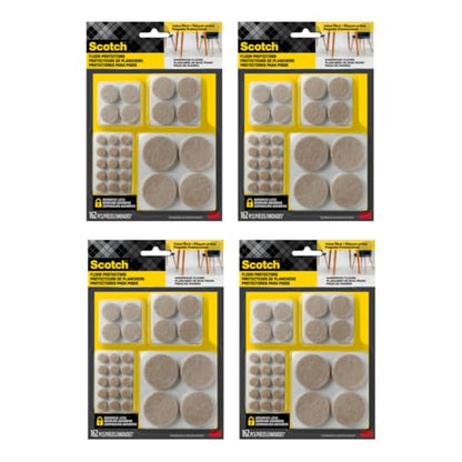 Scotch Felt Pads, Beige, Furniture Pads for Protecting Hardwood Floors, Round, Assorted Sizes Value Pack, Self-Stick Design, Protecting from Nicks, dents, Scratches (SP845-NA), 1 Pack (648, 4 Pack) - size: 4 Pack