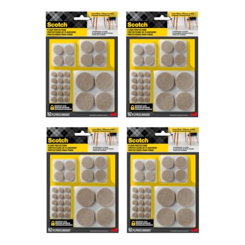 Scotch Felt Pads, Beige, Furniture Pads for Protecting Hardwood Floors, Round, Assorted Sizes Value Pack, Self-Stick Design, Protecting from Nicks, dents, Scratches (SP845-NA), 1 Pack (648, 4 Pack) - size: 4 Pack