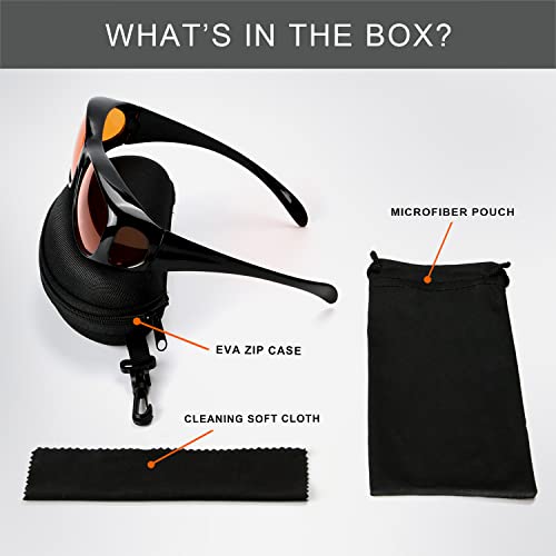 Eyekepper 100% Blue Light Blocking Fit Over Glasses for Improve Sleep, Blue Light Glasses for Women Men Nighttime, Computer Protection Eyewear - color: 1806-black-100% Blue Light Blocking