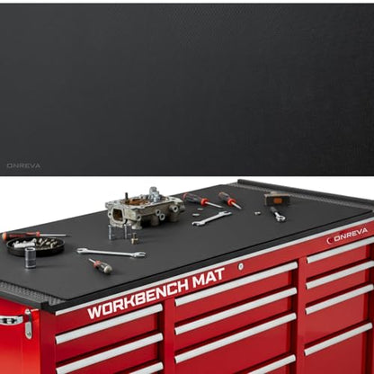 ONREVA Workbench Mat 20X48 Inches, EVA Rubber Work Mat, Protect Your Work Bench Top, Heavy Duty Pad for Tool Box Top, Table, Tool Station, Rolling Cabinet Cart Cover Liner Matt, 48"X20" 5mm Thick