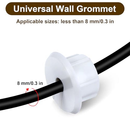 4Pcs Wall Cable Pass Through Grommet, 1'' Plastic Feed Through Bushing, Compatible Wall Hole Routing Kit, Cords Hole Covers Bushing for Cables Wires Furniture (White)