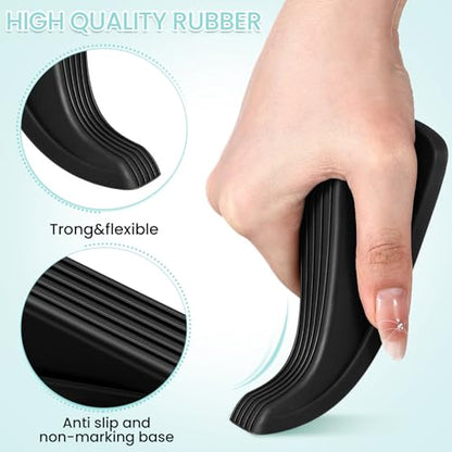 Frienda 60 Pcs Door Stoppers Bulk Rubber Stop Height up to 1.2 Inches Wedge Stopper for Heavy Duty Door Bottom Carpet Tile Concrete Wooden Floor (Black)
