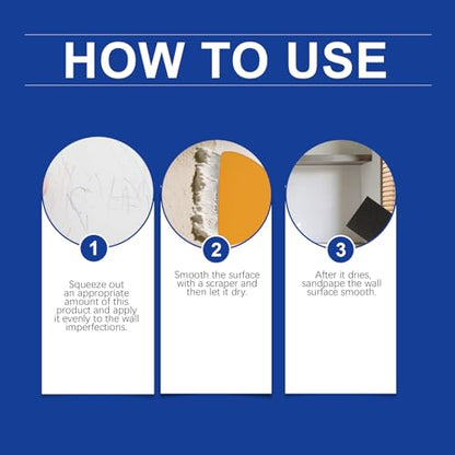 Drywall Patch Repair Kit – 2 Pack Wall Mending Agent with Scrapers, Nozzles, Sandpapers & Mesh Patches Complete Wall Repair Kit for Holes, Cracks & Peeling Paint Non-Toxic, Waterproof & Fast-Drying