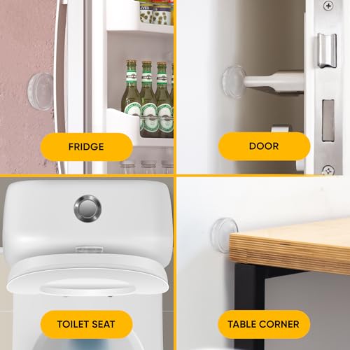 Clear Wall Door Handle Stopper - 4 Pcs of Clear Rubber Knob, Self Adhesive, Guard Door Bumper Reusable Solution for Stopping Damage & Noise in Your Home or Office, Durable, Shock Absorbent Discreet - style: Concave Dome