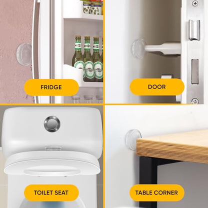 Clear Wall Door Handle Stopper - 4 Pcs of Clear Rubber Knob, Self Adhesive, Guard Door Bumper Reusable Solution for Stopping Damage & Noise in Your Home or Office, Durable, Shock Absorbent Discreet - style: Concave Dome