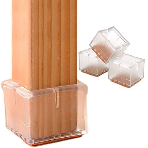 24Pack Anwenk Chair Leg Floor Protectors Silicone Chair Leg Protectors Leg Caps Furniture Protectors Table Chair Feet Protectors Square 1 1/4"-1 3/8",Clear - color: Clear- for 1 1/4"-1 3/8" (30-35mm) Legs