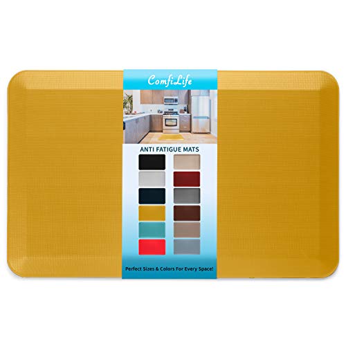 ComfiLife Anti Fatigue Floor Mat – 3/4 Inch Thick Kitchen Mats for Floor, Standing Desk Mat, Kitchen Rug – Comfort at Home, Office – Durable – Stain Resistant – Non-Slip Bottom (20" x 32", Mustard) - color: Mustard, size: 20" x 32"