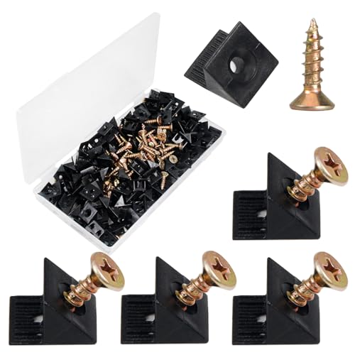 120Pcs Drawer Bottom Support Brackets,Plastic Angle Code Bracket Fasteners,Fixing Mending Wedges,Drawer Reinforcement Repair Kit for Furniture Sagging Drawer - color: Black 2