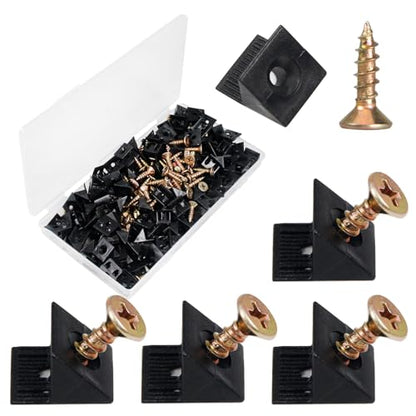 120Pcs Drawer Bottom Support Brackets,Plastic Angle Code Bracket Fasteners,Fixing Mending Wedges,Drawer Reinforcement Repair Kit for Furniture Sagging Drawer - color: Black 2