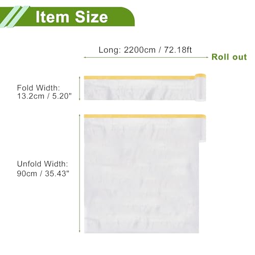 Pre-Taped Masking Film Plastic Cover PE Film Masking Paper 1 Pc 2200x90cm / 72.18ftx35.43" White Yellow
