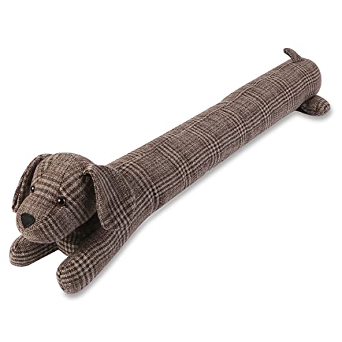 Dog Under Door Draft Stopper Heavy Duty, 3LB 36 Inch Decorative Fabric Door Draft Blocker, Animal Weather Stripping Sound Proof Bottom Seal, Save Energy Reduce Noise Air Stopper Guard - color: Brown Plaid