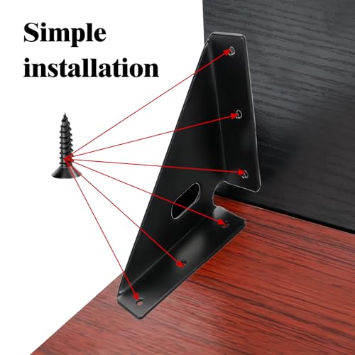 L&M Heavy Duty Gusset Joints 4 Pcs, Trapezi Corner Code, Bracket Corner Brace Bracket Fasteners, Furniture Shelf Support Joint Fasteners for Table, Chair Cabinet Bed Stabilization (Black) - size: Heavy-Bracket