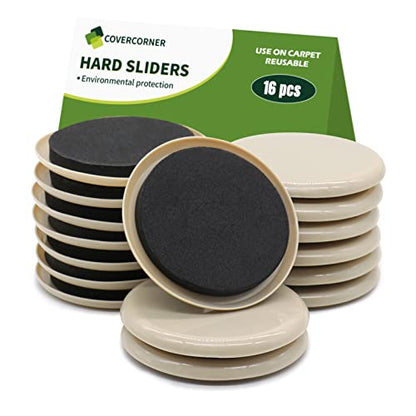 Furniture Sliders for Carpet 16PCS - 3 1/2 inch Sliders for Moving Furniture – Appliance Slider for for Carpet - size: 16 Pcs 3 1/2 Inch Beige