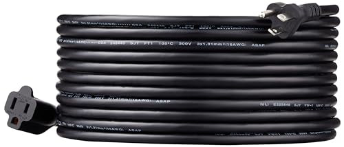 Amazon Basics Extension Cord, 25 Ft, 3 Prong Outlet Extender, Indoor Power Cord, 13 Amps, 125V, Black - color: Black, size: 25 Ft, style: 1-Pack