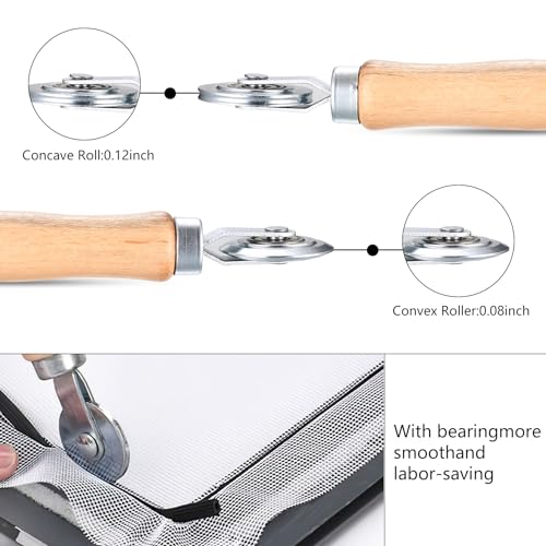 Screen Repair Tool Set, 3 Pcs Window Screen Rolling Tool, Metal/Nylon Window Screen Spline Roller Tool, Screen Roller with Bearing for Install/Repair/Replace Window Screens, with Removal Hook