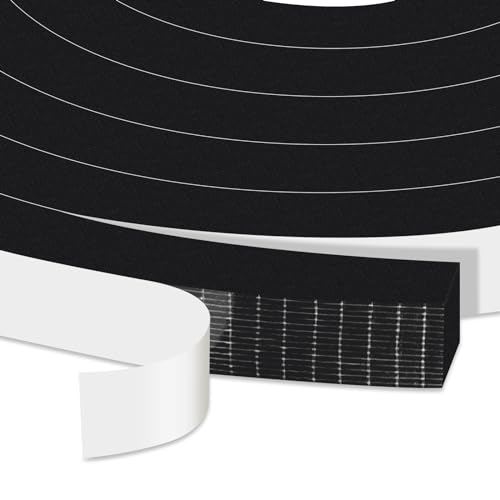 Window Insulation Weather Stripping,High Density Insulation Tape for Door,Noise-Reduction Weatherproof Door Weather Stripping, Adhesive Foam Gasket Tape,Anti-Vibration(1/2 in x 1/2 in x 26Ft) - color: Black, size: 1/2 In x 1/2 In x 26Ft