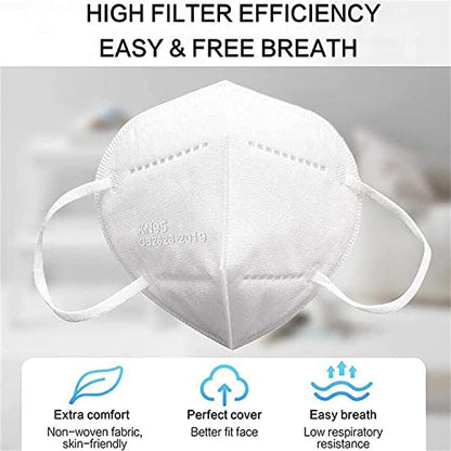LEMENT 50PCS KN95 Face Mask 5 Layer Breathable with Elastic EarLoops Cup Dust Safety Masks White - color: Adult-50 Pack-white