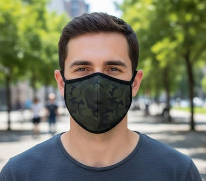 3 Pack Cloth Face Mask - Inner White Cotton - Unisex Washable Reusable Fabric Dust Masks Camouflage Design for Men Women Teenager Adult - color: Pack 3 Camo