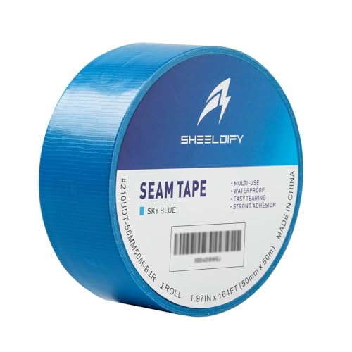 1.97" x 164‘ Seam Tape - Duct Tape Edge Tape Heavy Duty Multi-Purpose, Hand-Tearable, No Residue, Sky Blue, 1 Roll - color: Sky Blue, size: 1.97" x 164' 1Roll